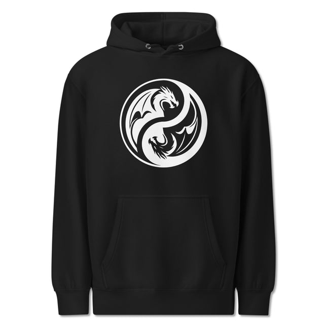 Dragon Yin Yang Hoodie | White and Black Dragons Zen Graphic Unisex Pullover