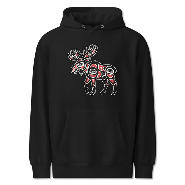 Moose Indigenous Art Hoodie | Northwest Coast Tribal Graphic Pullover Fleece