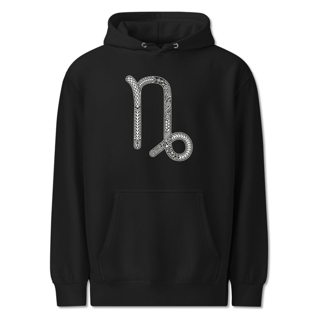 Ornate Capricorn Zodiac Symbol Hoodie | Astrology Star Sign Pullover Hoodie