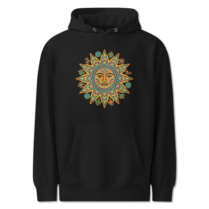 Colorful Huichol indigenous Mexican art graphic pullover fleece hoodie print.