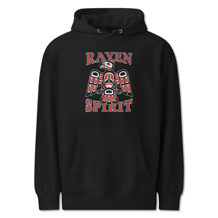 Raven Spirit pullover hoodie featuring Pacific Northwest indigenous native art design print.
