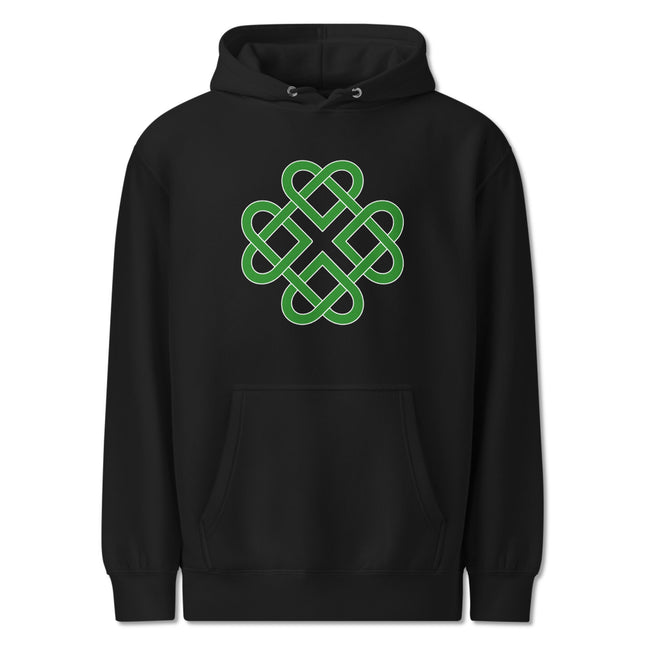 Celtic Heart Knot Clover Hoodie | Irish Green Knotwork Unisex Pullover Fleece