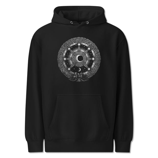 Arianrhod's Silver Wheel Hoodie - Celtic Mythology Lunar Chart Pullover