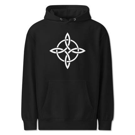 Pagan Witch's Knot symbol hoodie with Celtic graphic print on unisex pullover sweatshirt.
