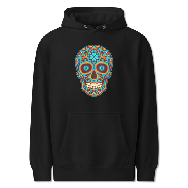 Huichol Skull Hoodie | Colorful Day of the Dead Sugar Skull Pullover Hoodie