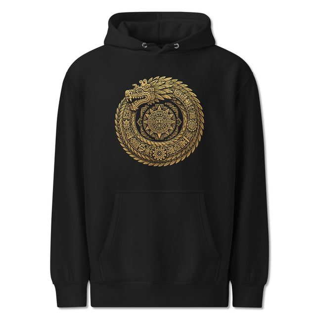 Feathered Serpent Sacred Geometry Hoodie - Gold Mandala Design