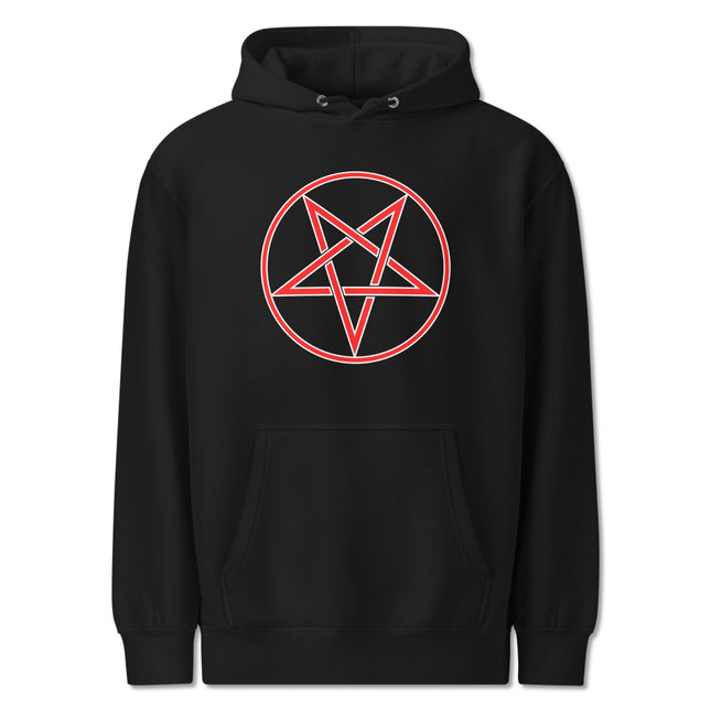 Inverted Pentagram Witchcraft Hoodie | Red Graphic Pentacle Unisex Pullover