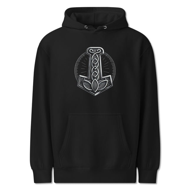 Norse Mjolnir Hoodie | Viking Heathen Hammer Graphic Print Pullover Fleece