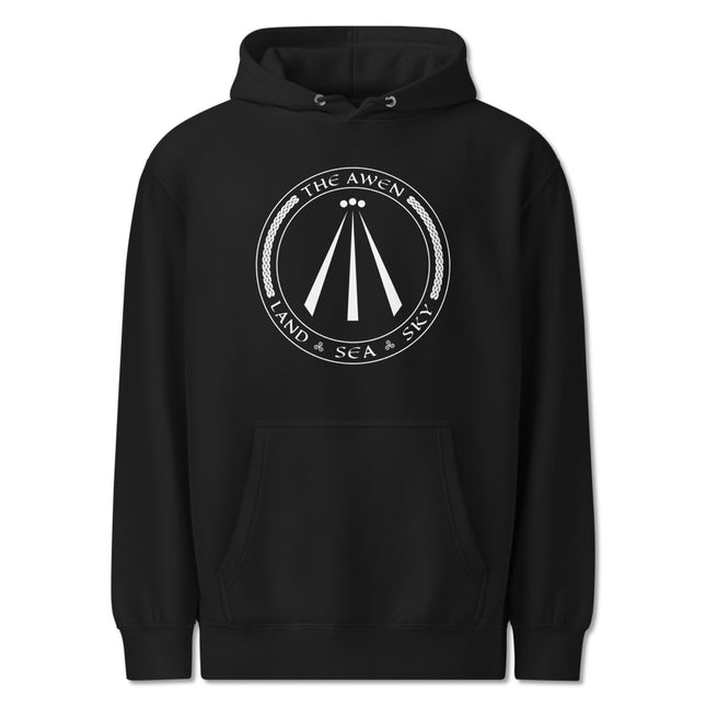 Celtic Awen Symbol Hoodie | Land Sea Sky Graphic Unisex Pullover Sweatshirt