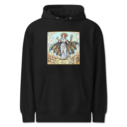 Eris Goddess of Discord hoodie featuring a golden apple design from Greek mythology.