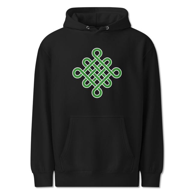 Celtic Endless Knot Hoodie | Green Graphic Print Unisex Pullover Sweatshirt