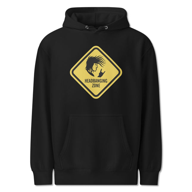 Headbanging Zone Rock On Metal Hoodie | Warning Sign Graphic Pullover Hoodie