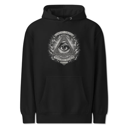 All-Seeing Eye Hoodie featuring the Eye of Providence, pyramid, and Great Seal design.