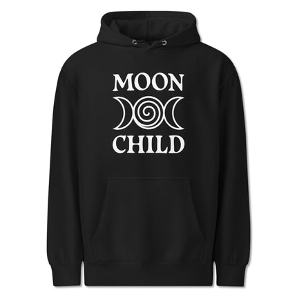 Triple Moon Goddess symbol pullover hoodie with witchy celestial print.