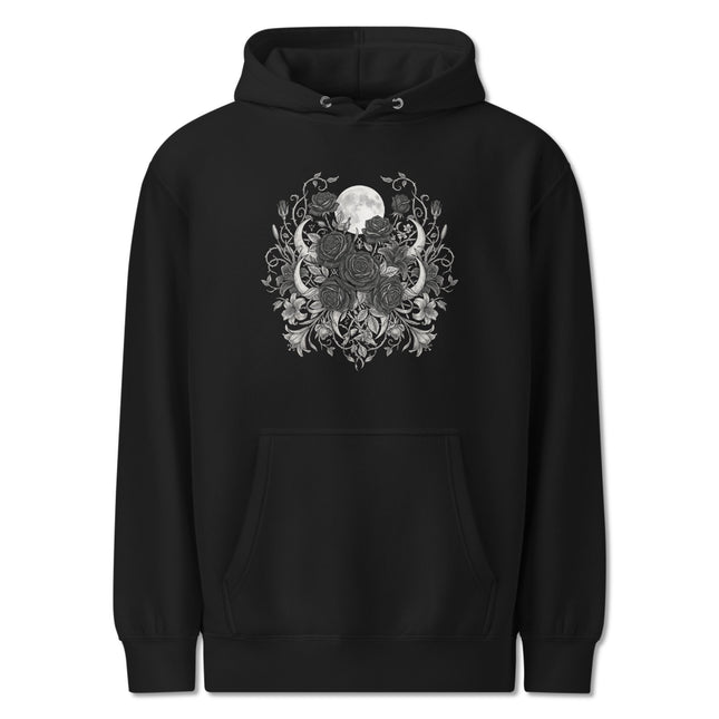 Moon Black Roses Hoodie | Witchy Aesthetic Celestial Design