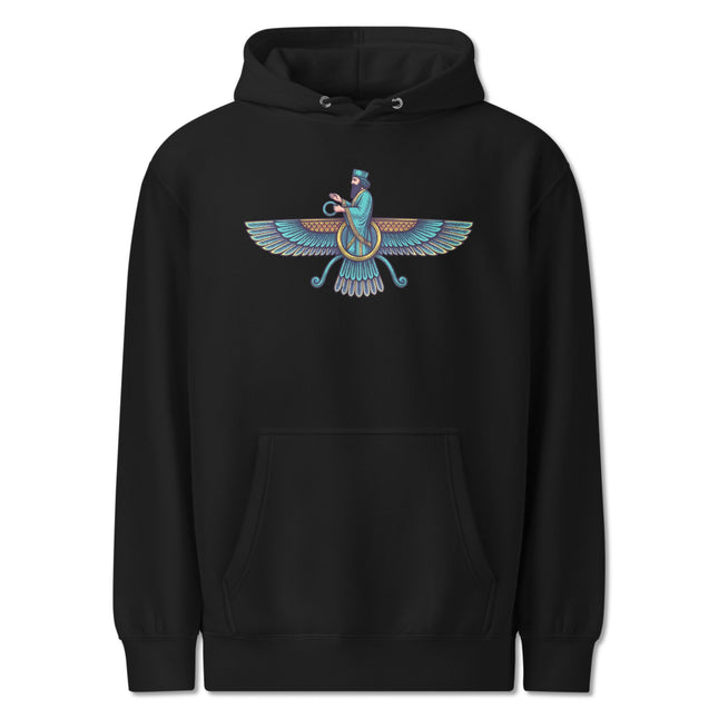 Persian Faravahar Hoodie - Zoroastrian Symbol Spiritual Art