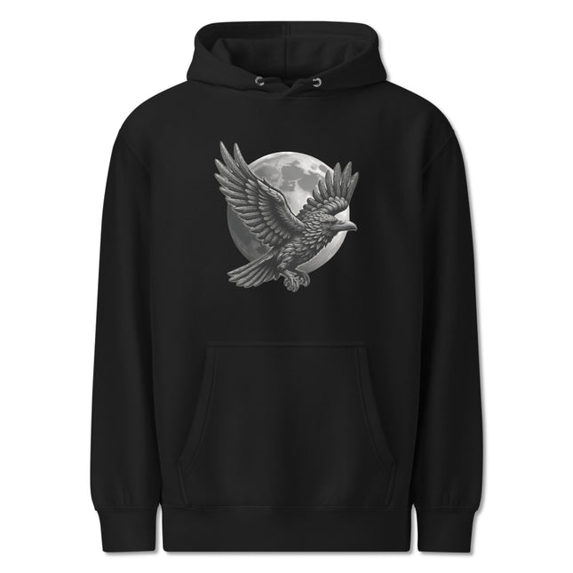 Raven with Moon Graphic Hoodie | Graphic Gothic Graphic Pullover Sweatshirt