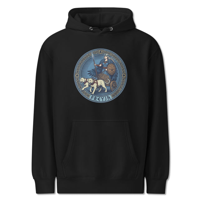 Freyja Norse Goddess Chariot w/ Dogs Hoodie | Viking Mythology Unisex Pullover