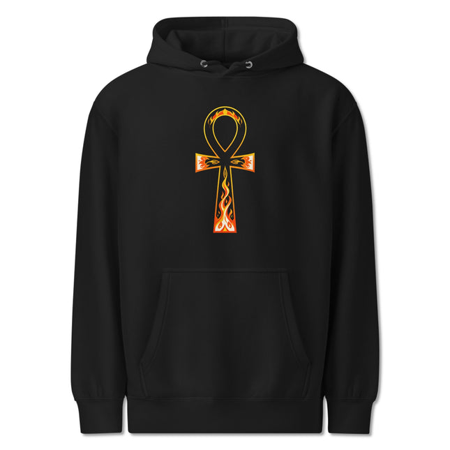 Flaming Ankh Hoodie | Ancient Egyptian Mythology Symbol Unisex Pullover