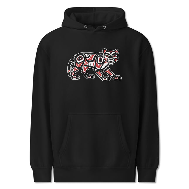 Cougar Spirit Indigenous Art Hoodie | Formline Design PNW Native Pullover Hoodie