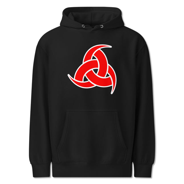 Odin's Horns Norse Hoodie | Viking Symbol Red Graphic Unisex Pullover Fleece