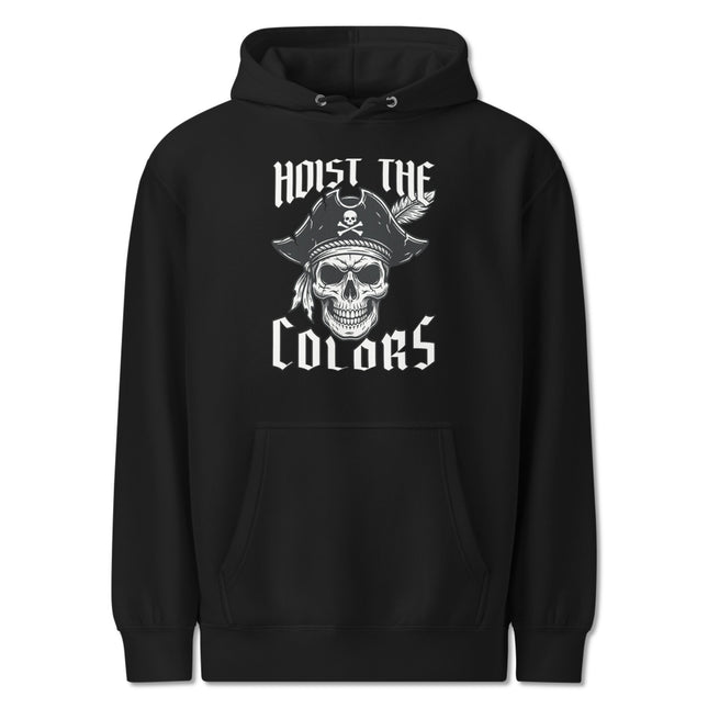 Hoist The Colors Skull Hoodie | Pirate Tricorn Hat Graphic Pullover Hoodie