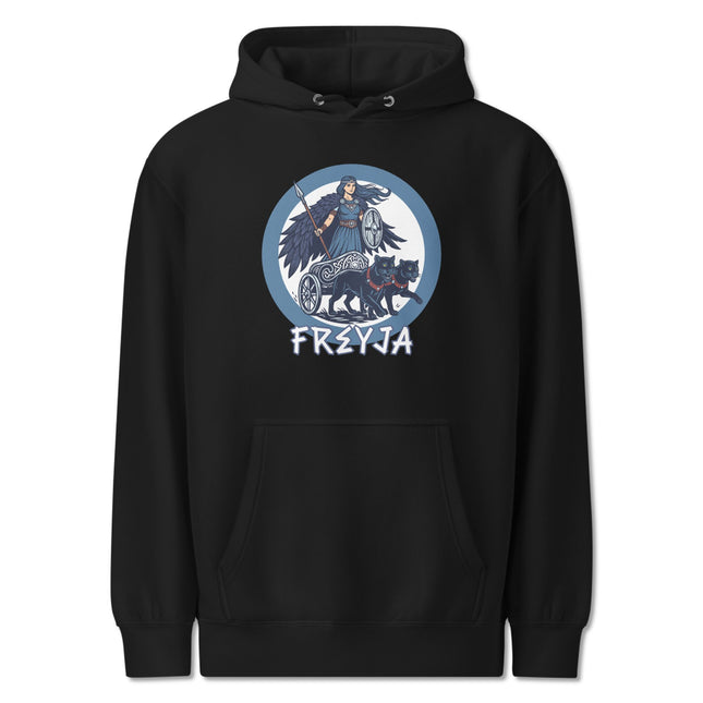 Freyja Norse Goddess Hoodie | Mythology Viking Cat Chariot Graphic Pullover V1