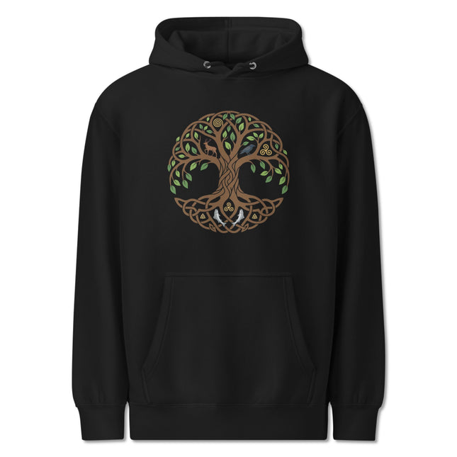 Celtic Tree of Life Hoodie | World Tree Green & Grey Graphic Unisex Pullover