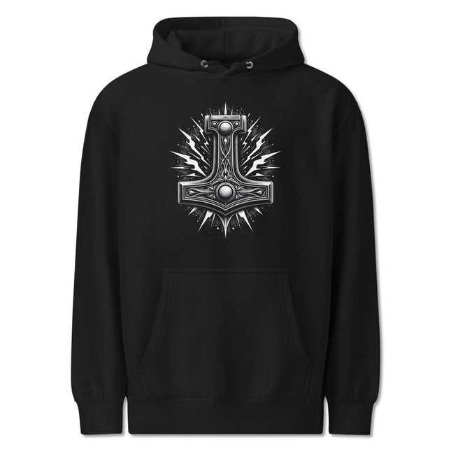 Norse Mjolnir Hammer Hoodie | Thunder & Lightning Graphic Unisex Pullover