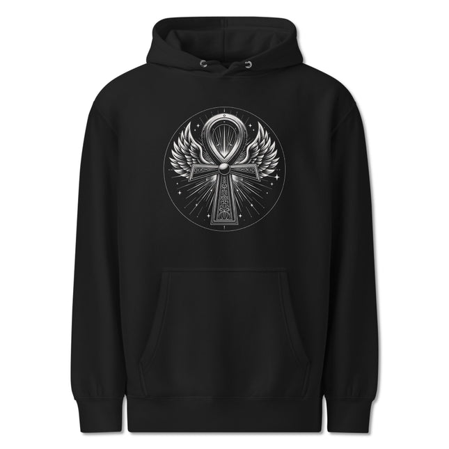 Ankh With Wings Hoodie - Ancient Egyptian Mythology Graphic Unisex Pullover
