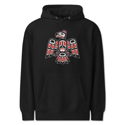 Native American Thunderbird Eagle hoodie featuring detailed Pacific Northwest Formline Art design.