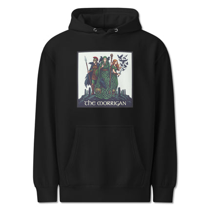 The Morrigan Celtic Triple Goddess hoodie featuring Irish mythology witch artwork.
