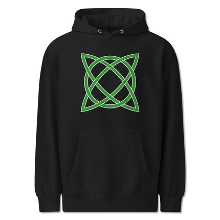 Green Celtic Knot Design Hoodie | Unisex Knotwork Graphic Pullover Sweatshirt