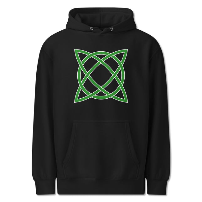 Green Celtic Knot Design Hoodie | Unisex Knotwork Graphic Pullover Sweatshirt