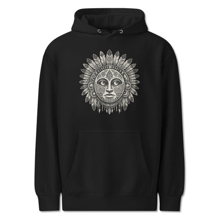 Tribal Lunar Mask Sacred Geometry Graphic Hoodie - Bohemian Style