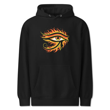 Fiery Eye of Ra ancient Egyptian sun god symbol pullover hoodie design.