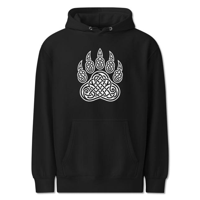 Celtic Knotwork Bear Paw Hoodie - Pagan Spirit Animal Pullover Fleece