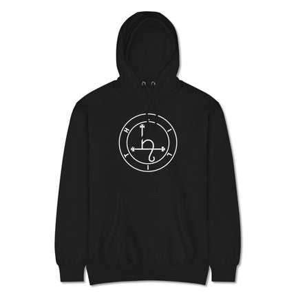 Unisex black hoodie featuring the esoteric Lilith sigil occult symbol print.