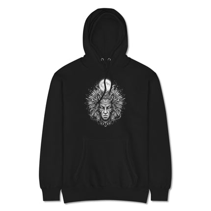 Tribal Moon Mask Hoodie | Celestial Moon Design Pullover