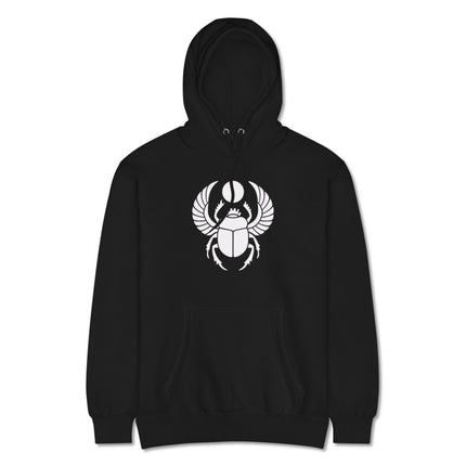 Khepri Egyptian Scarab Beetle graphic print pullover fleece hoodie for men and women.