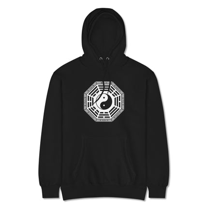 Bagua Yin Yang I Ching symbol design on unisex pullover hoodie.