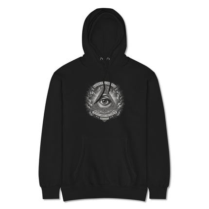 All-Seeing Eye Hoodie featuring the Eye of Providence and pyramid design graphic print.