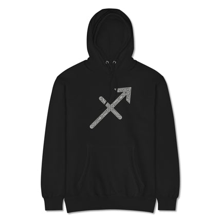 Sagittarius zodiac archer celtic knot design printed on a pullover hoodie.