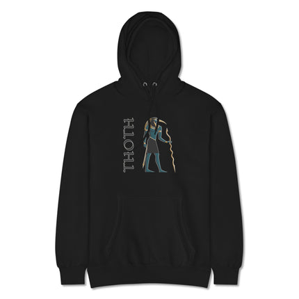 Thoth Ancient Egyptian God graphic text hoodie design for men and women pullover fleece.