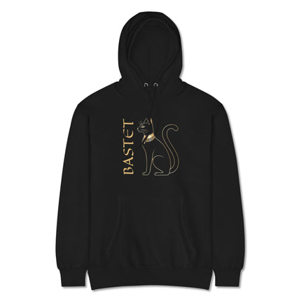 Bastet cat goddess hoodie featuring Egyptian mythology graphic print.