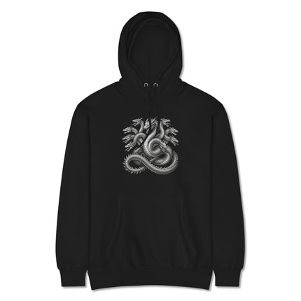 Greek Mythology Hydra serpent multi-head dragon print pullover hoodie.