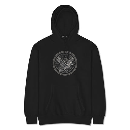 Norse flying raven graphic hoodie | Unisex Viking style pullover sweatshirt.