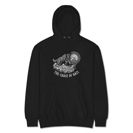 Norse mythology hoodie featuring Hati, a mythical wolf tattoo graphic design print.