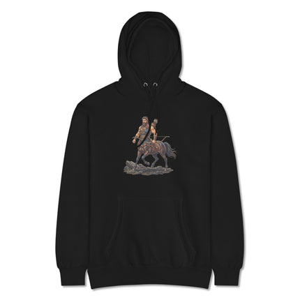 Centaur Greek Mythology hoodie with archer horse-man graphic print.