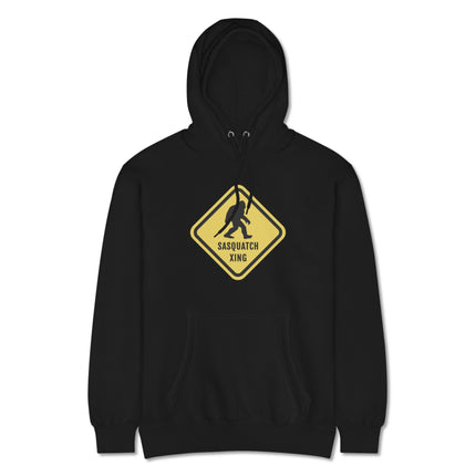 Sasquatch Xing Warning Sign Hoodie | Bigfoot Crossing Funny Pullover Hoodie